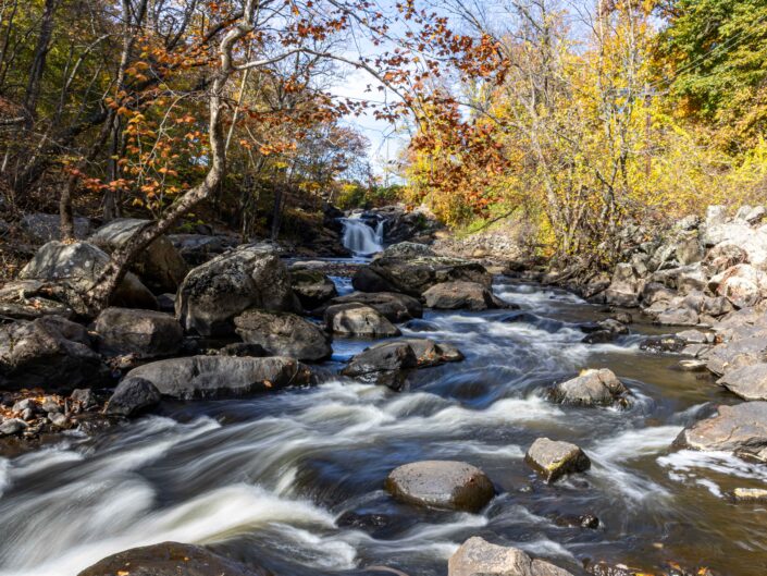 Boonton Falls over Rockaway River in Fall, NJ